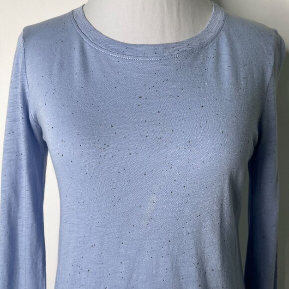 ATM Women's Light Blue Splatter Print Long Sleeve Crew Neck T-Shirt Size XS - Picture 2 of 11